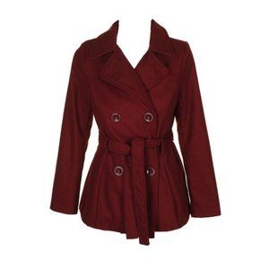 Rampage Double-Breasted Belted Peacoat - Sz M